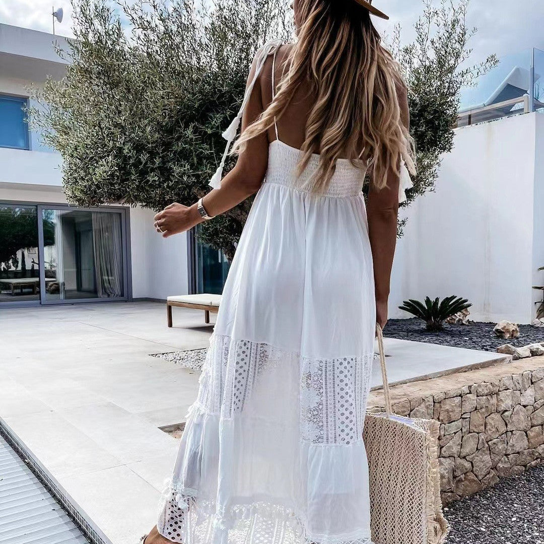 Women's Casual Lace Panel Sleeveless Long Dress Nocturna-Pro