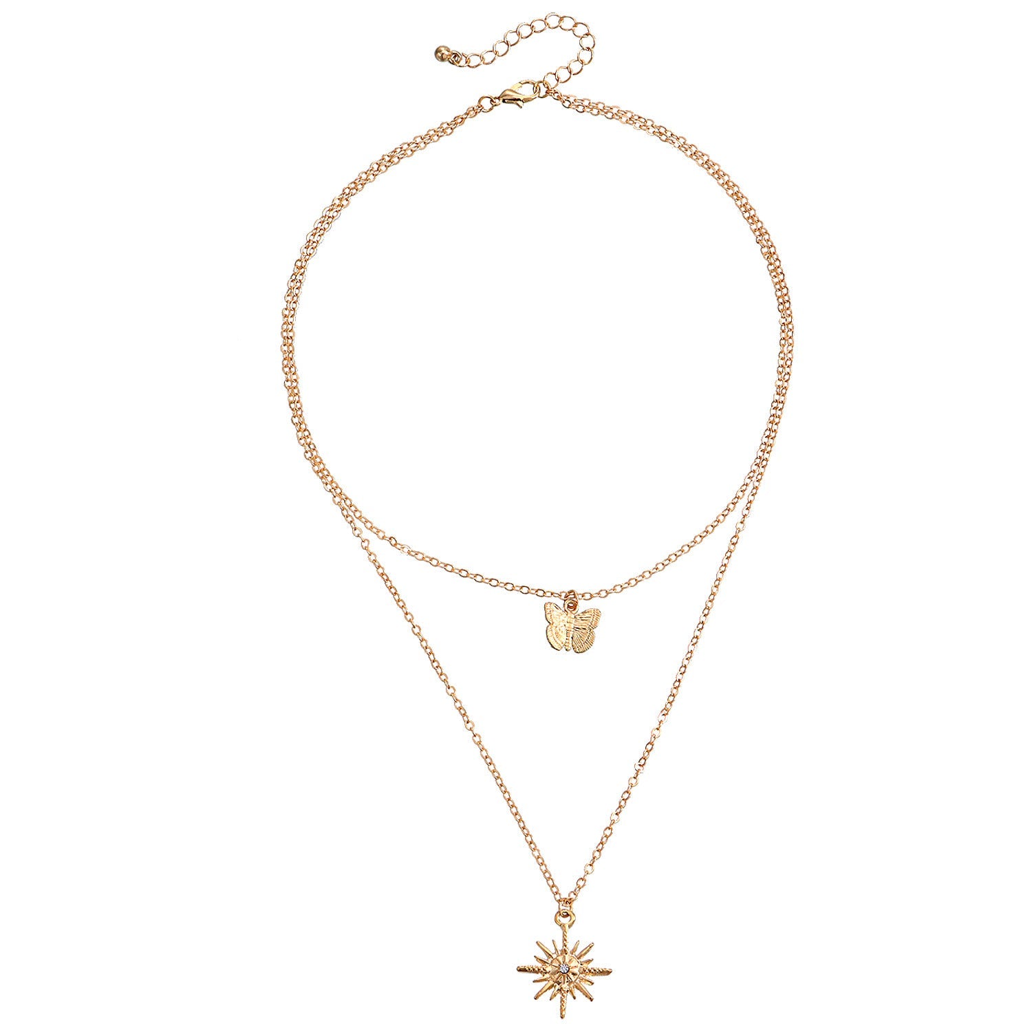 Sun Flower Butterfly Pendant Necklace Women Nocturna-Pro