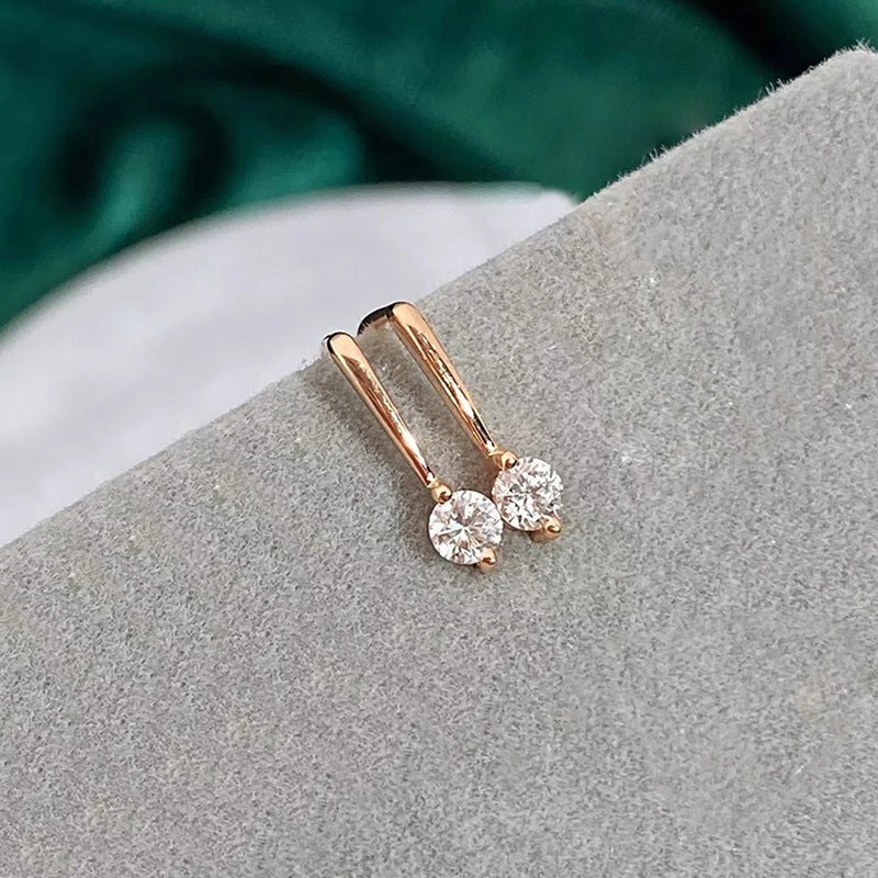 Simple Inlaid Zircon Stud Earrings Minimalist Nocturna-Pro