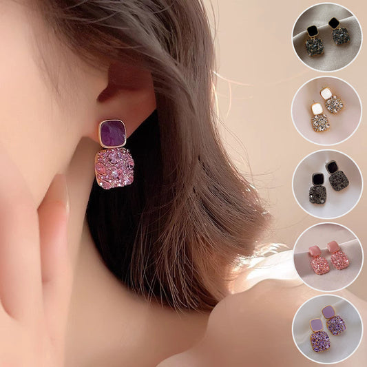 Rhinestone Cube Earrings Ins Fashion Temperament Geometric Earrings Nocturna-Pro