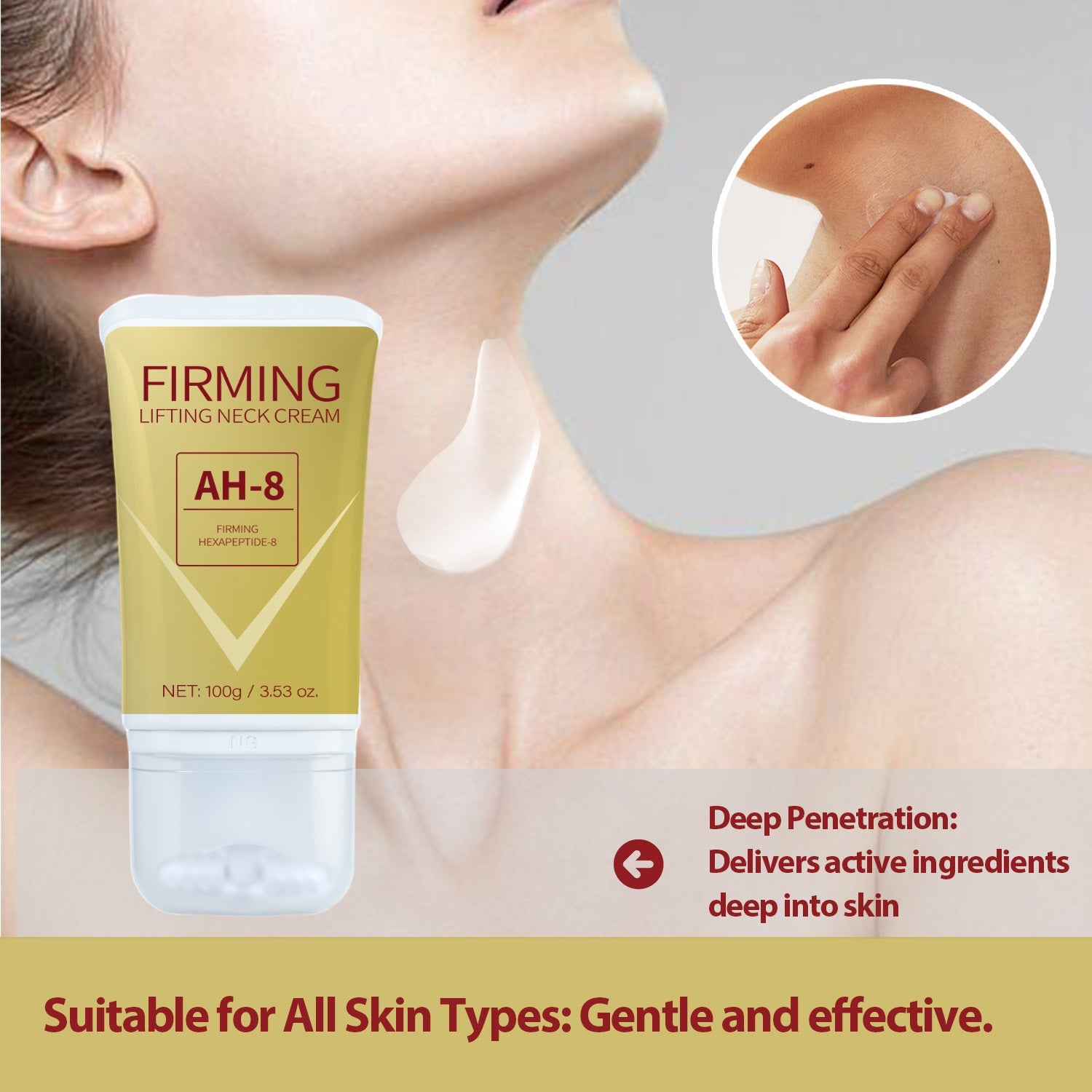 Neck Firming Roller Cream Lifts Dilutes Neck Lines Deeply Nourishes Easily Absorbed Massages And Soothes Neck Skin Care Nocturna-Pro