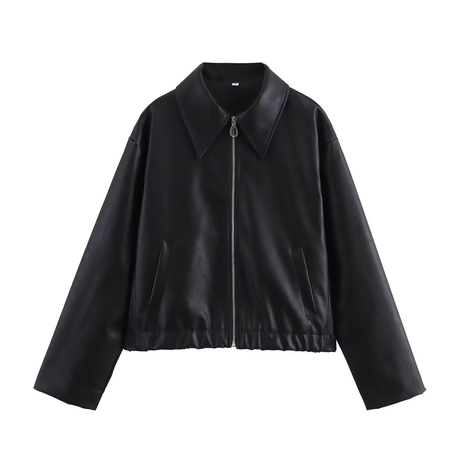 Women's Lapel Long Sleeve Leather Coat Nocturna-Pro