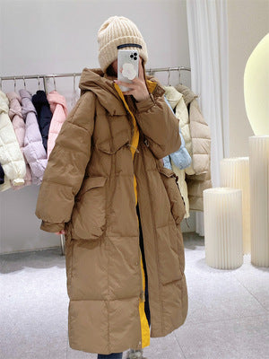 Korean Style Winter Clothes Hooded Women's Over-the-knee Quilt Down Jacket Nocturna-Pro