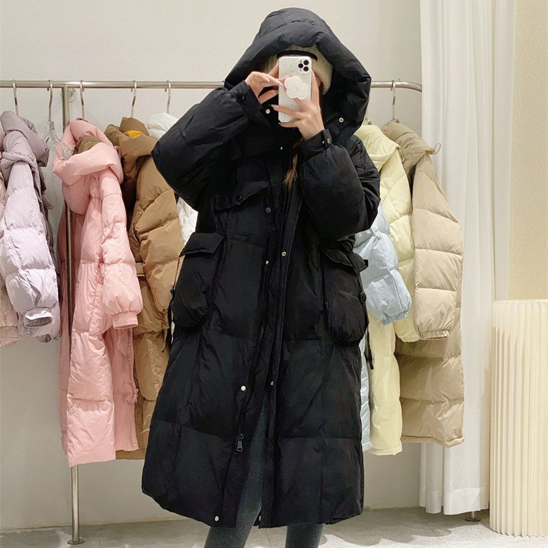 Korean Style Winter Clothes Hooded Women's Over-the-knee Quilt Down Jacket Nocturna-Pro