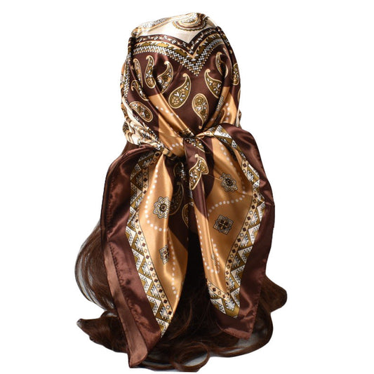 Minimalist Pattern Satin Kerchief Cashew Nut Silk Towel Nocturna-Pro