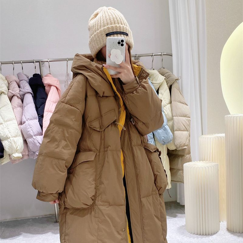 Korean Style Winter Clothes Hooded Women's Over-the-knee Quilt Down Jacket Nocturna-Pro