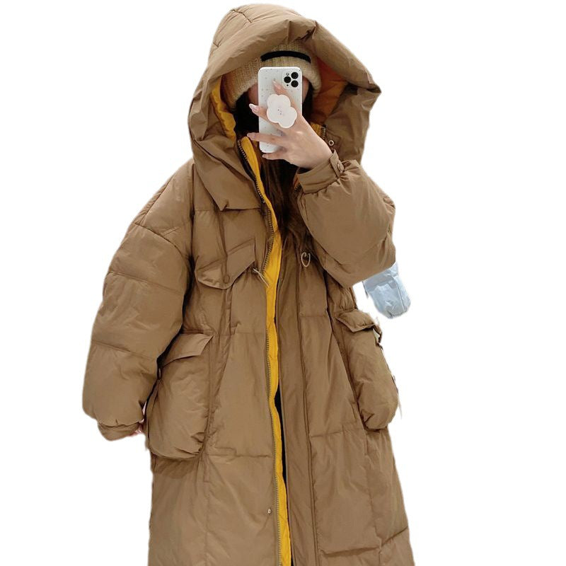 Korean Style Winter Clothes Hooded Women's Over-the-knee Quilt Down Jacket Nocturna-Pro