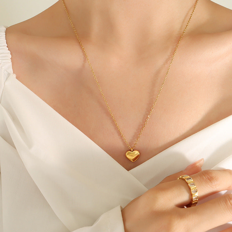 Heart Love Heart Couple Necklace 18K Real Gold Titanium Steel Nocturna-Pro