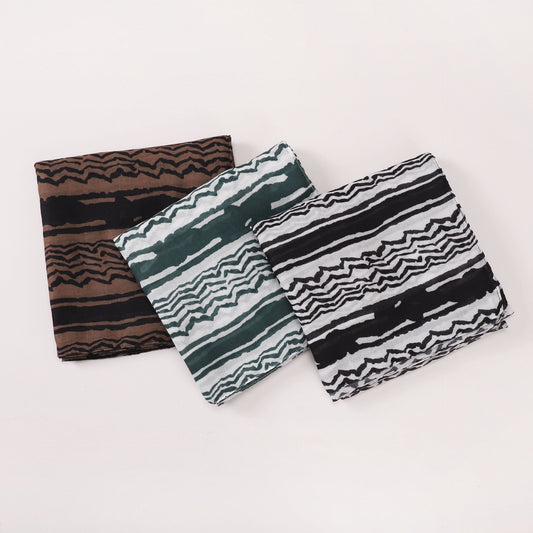 Creative Satin Polyester Printed Striped Scarf Nocturna-Pro