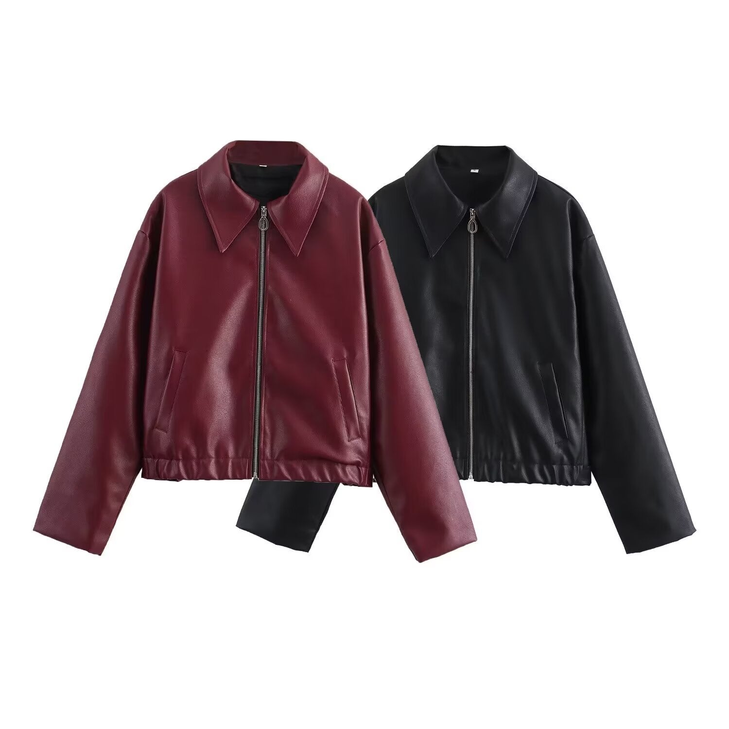 Women's Lapel Long Sleeve Leather Coat Nocturna-Pro
