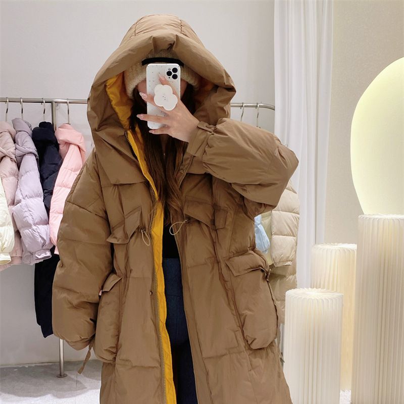 Korean Style Winter Clothes Hooded Women's Over-the-knee Quilt Down Jacket Nocturna-Pro