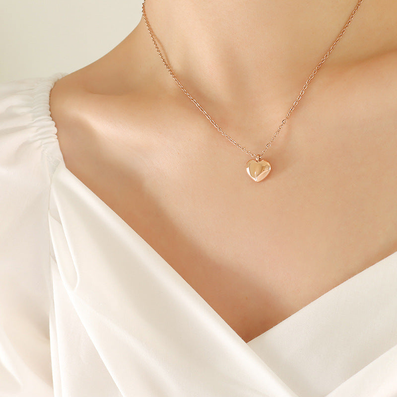 Heart Love Heart Couple Necklace 18K Real Gold Titanium Steel Nocturna-Pro
