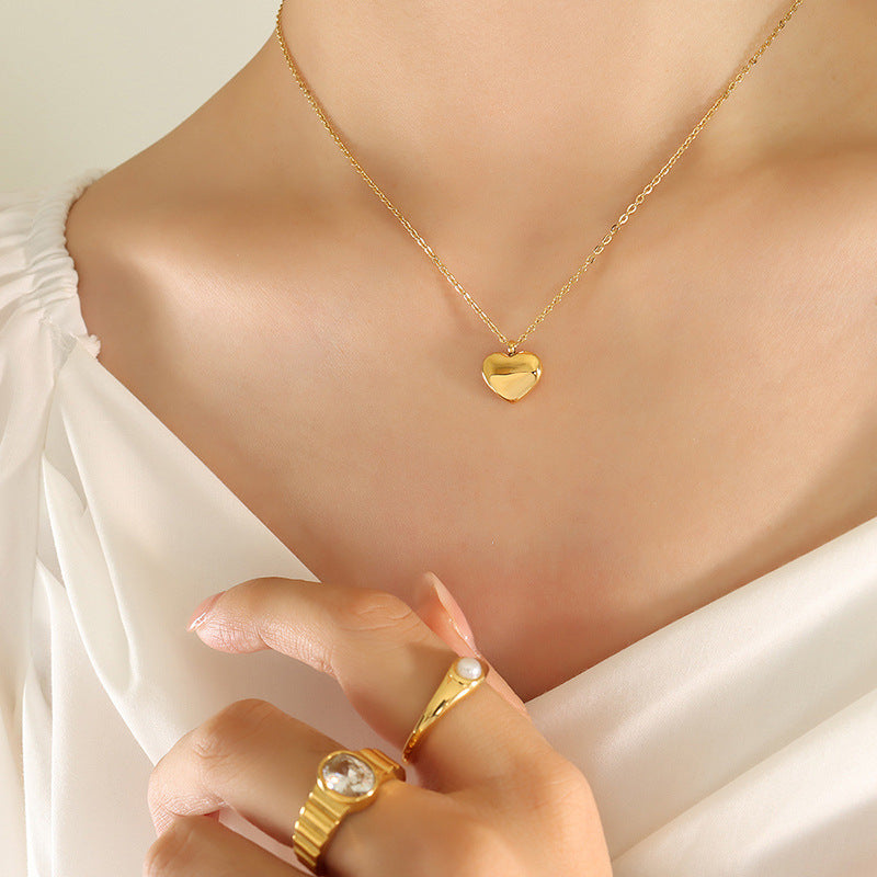 Heart Love Heart Couple Necklace 18K Real Gold Titanium Steel Nocturna-Pro