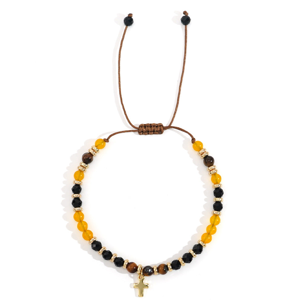 Women's Hand-woven Cross Natural Semi-precious Stone Bracelet Nocturna-Pro