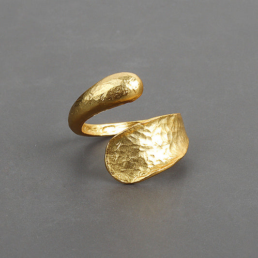 Irregular Concave And Convex Water Drop Gold And Silver Ring Nocturna-Pro