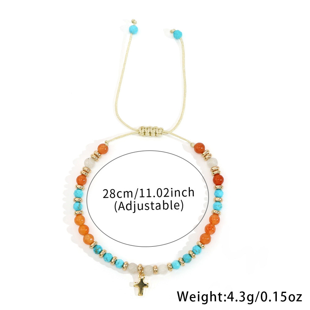 Women's Hand-woven Cross Natural Semi-precious Stone Bracelet Nocturna-Pro