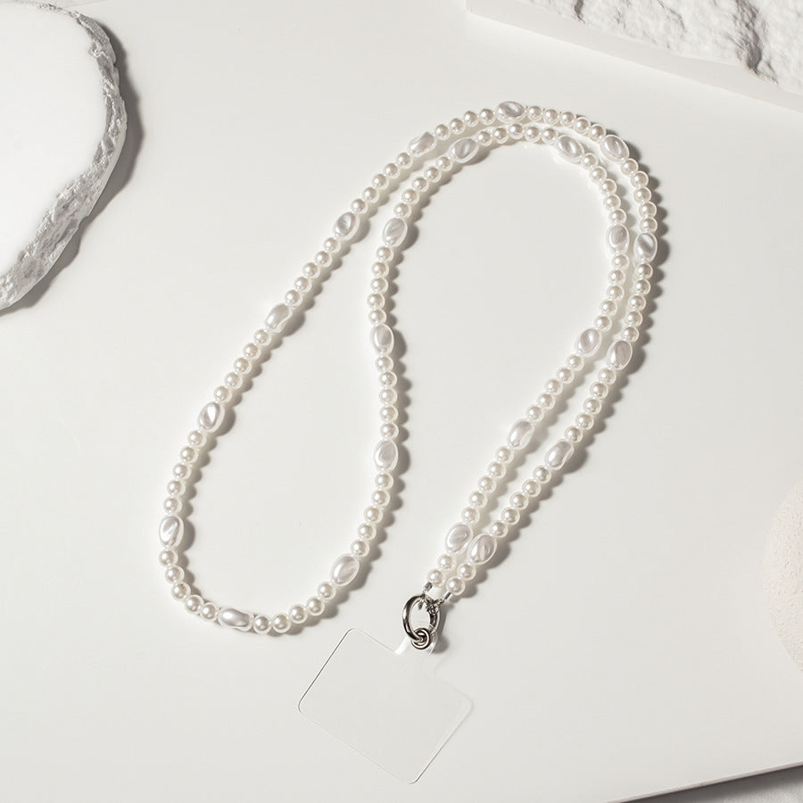 Mobile Phone Lanyard Colorful Crystals Pearl Mobile Phone Charm Metal Buckle Crossbody Nocturna-Pro