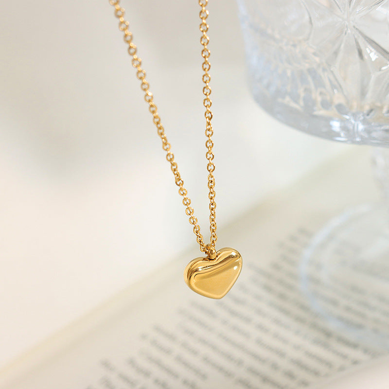 Heart Love Heart Couple Necklace 18K Real Gold Titanium Steel Nocturna-Pro
