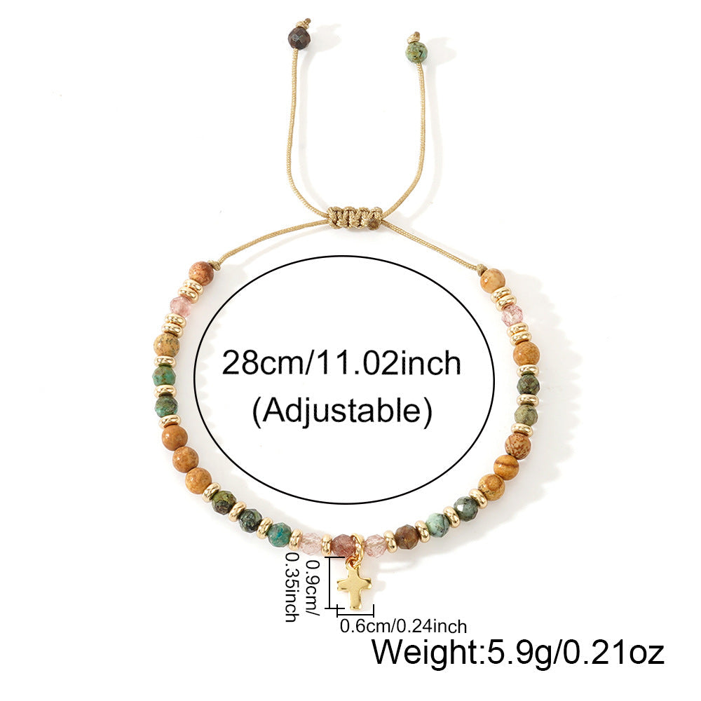 Women's Hand-woven Cross Natural Semi-precious Stone Bracelet Nocturna-Pro