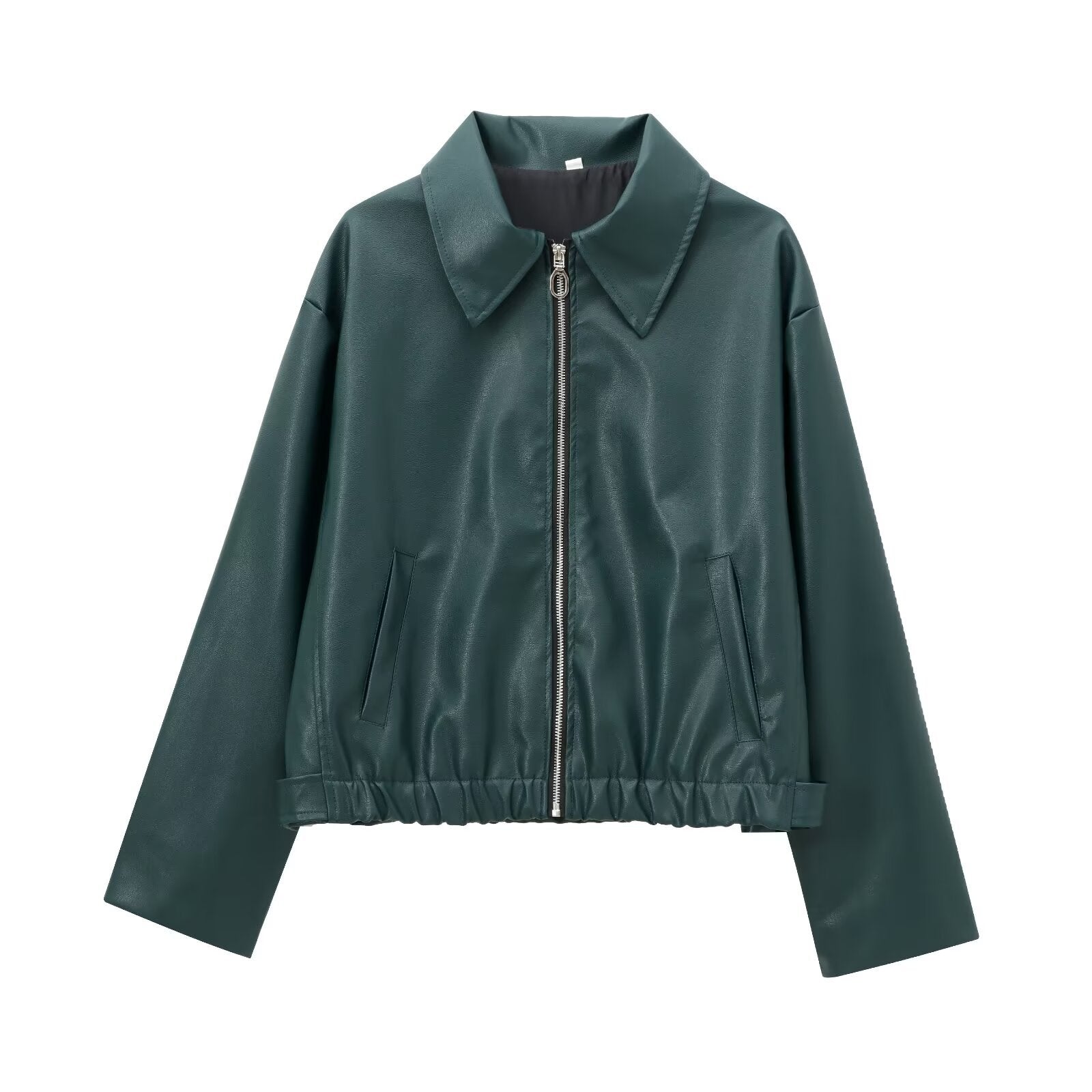 Women's Lapel Long Sleeve Leather Coat Nocturna-Pro