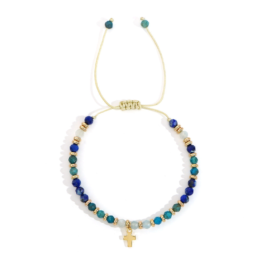 Women's Hand-woven Cross Natural Semi-precious Stone Bracelet Nocturna-Pro