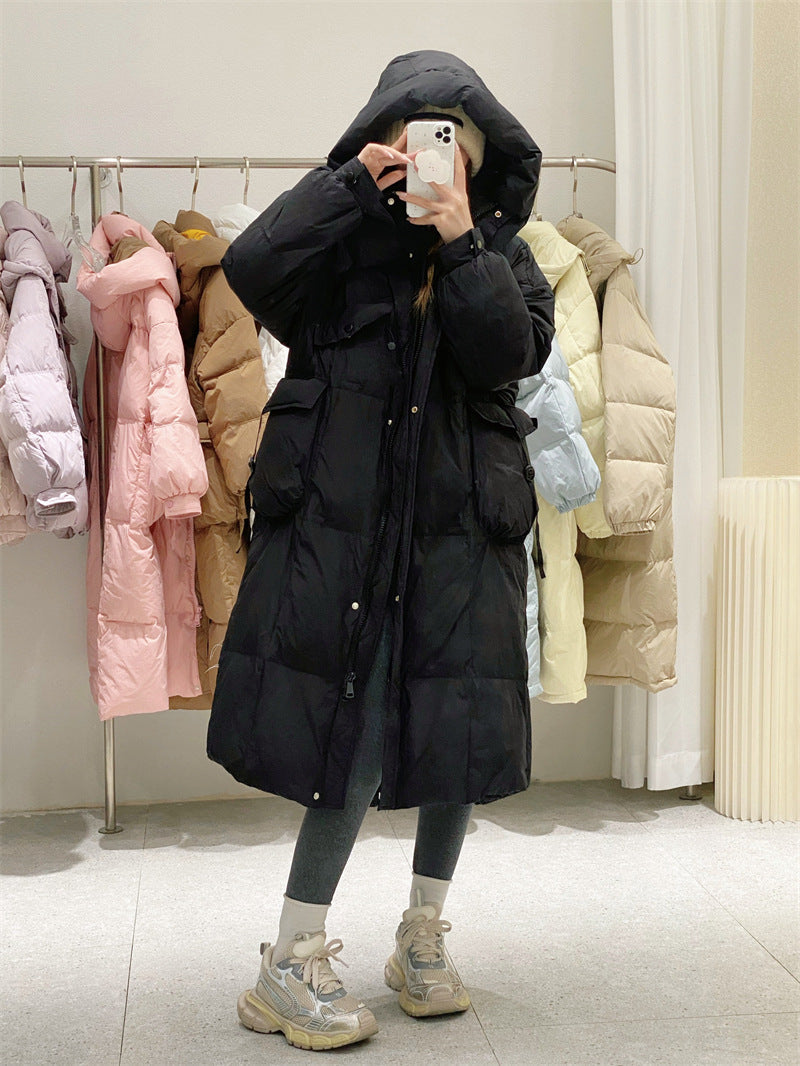 Korean Style Winter Clothes Hooded Women's Over-the-knee Quilt Down Jacket Nocturna-Pro