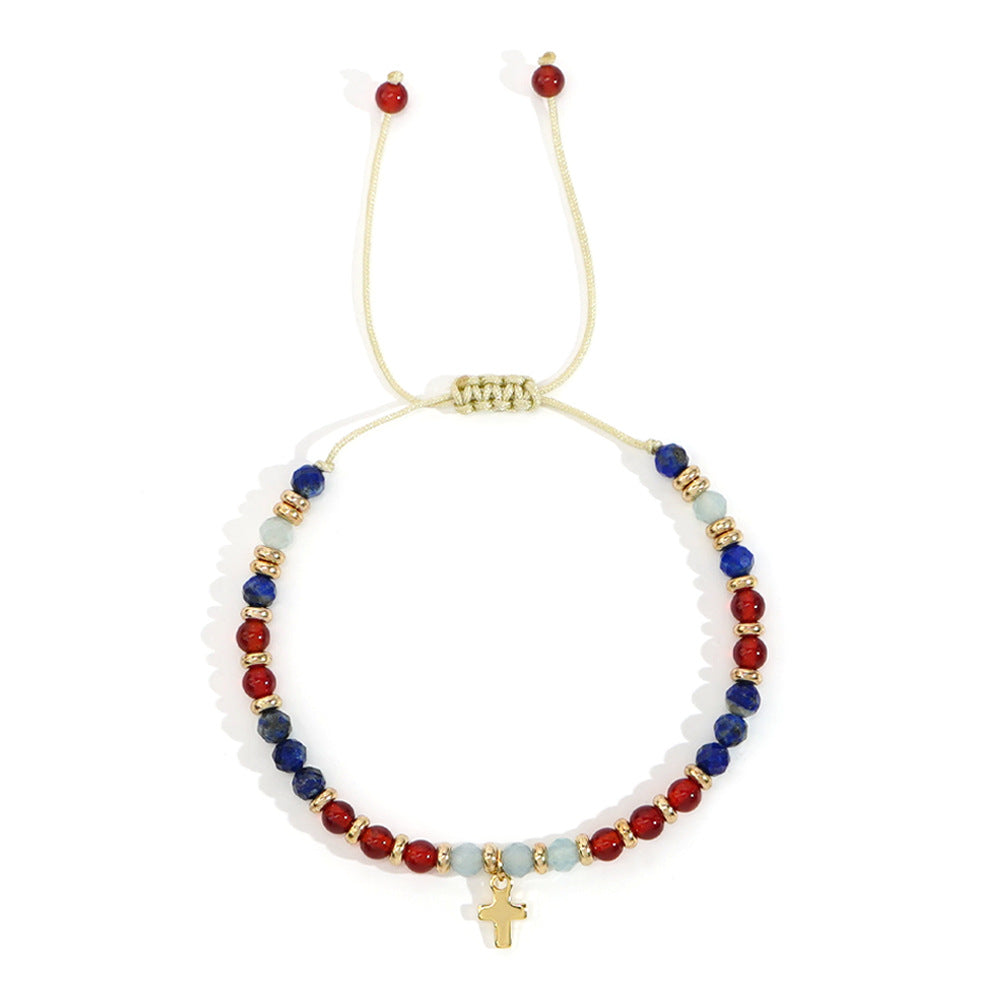 Women's Hand-woven Cross Natural Semi-precious Stone Bracelet Nocturna-Pro
