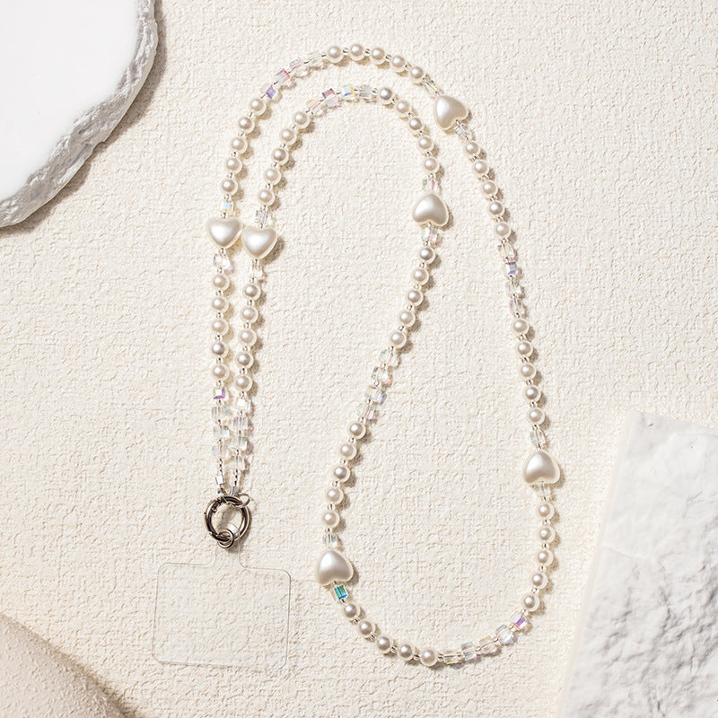Mobile Phone Lanyard Colorful Crystals Pearl Mobile Phone Charm Metal Buckle Crossbody Nocturna-Pro