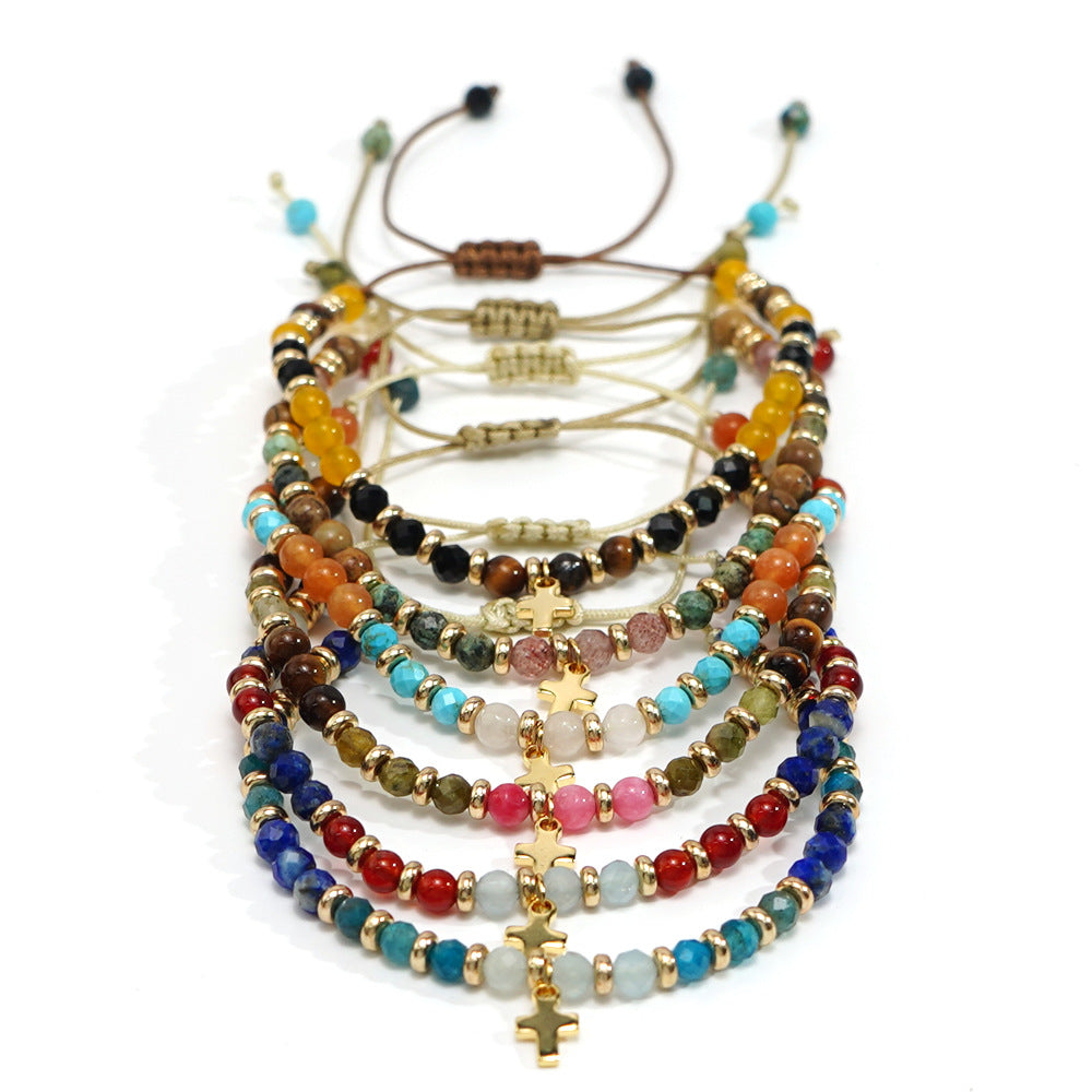 Women's Hand-woven Cross Natural Semi-precious Stone Bracelet Nocturna-Pro