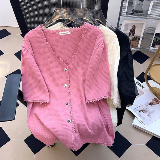 Plus Size Women's Top T-shirt With Short Sleeves Cardigan Nocturna-Pro