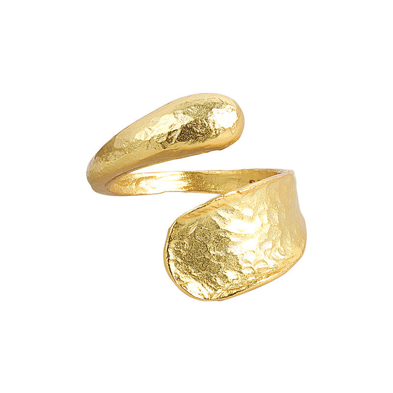 Irregular Concave And Convex Water Drop Gold And Silver Ring Nocturna-Pro