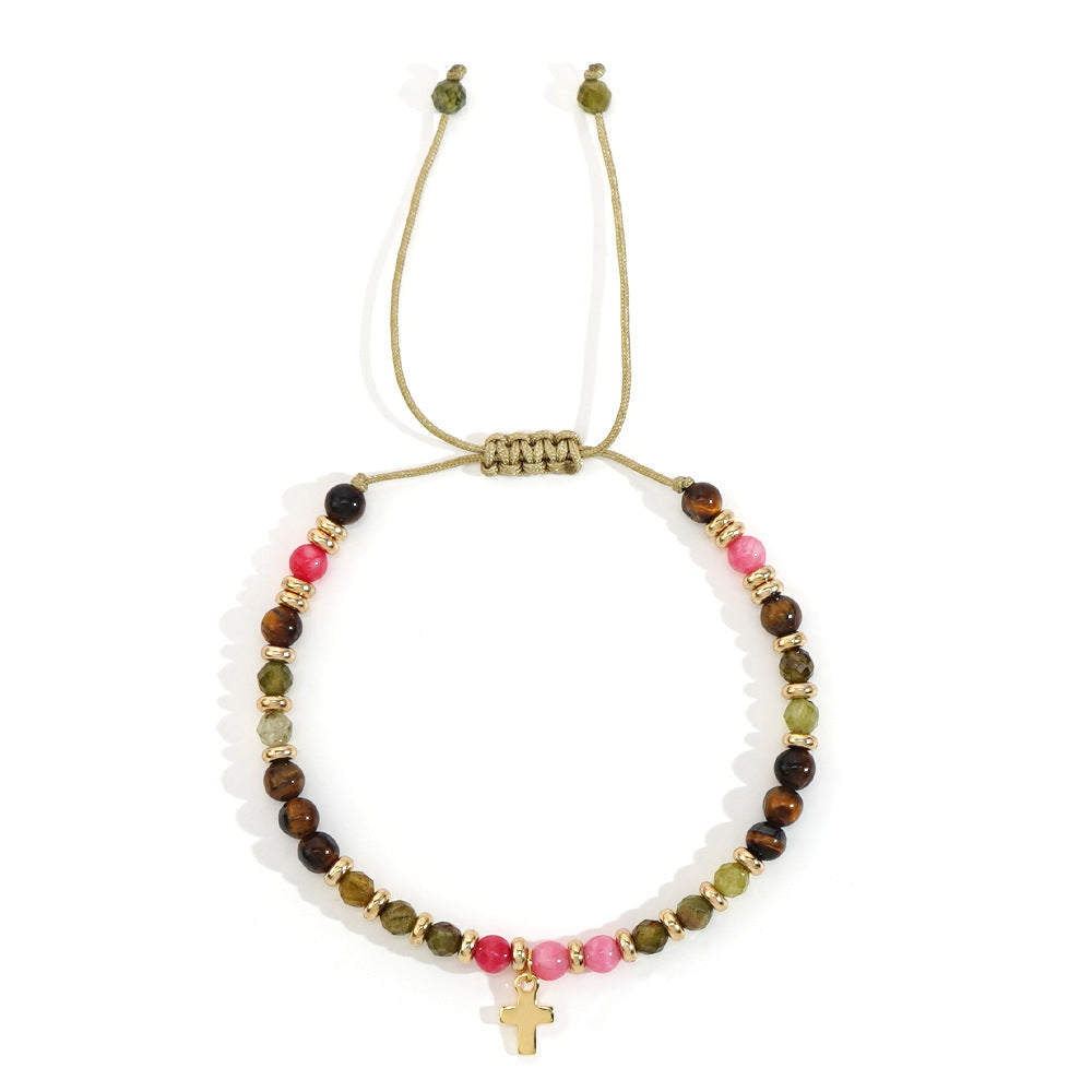 Women's Hand-woven Cross Natural Semi-precious Stone Bracelet Nocturna-Pro