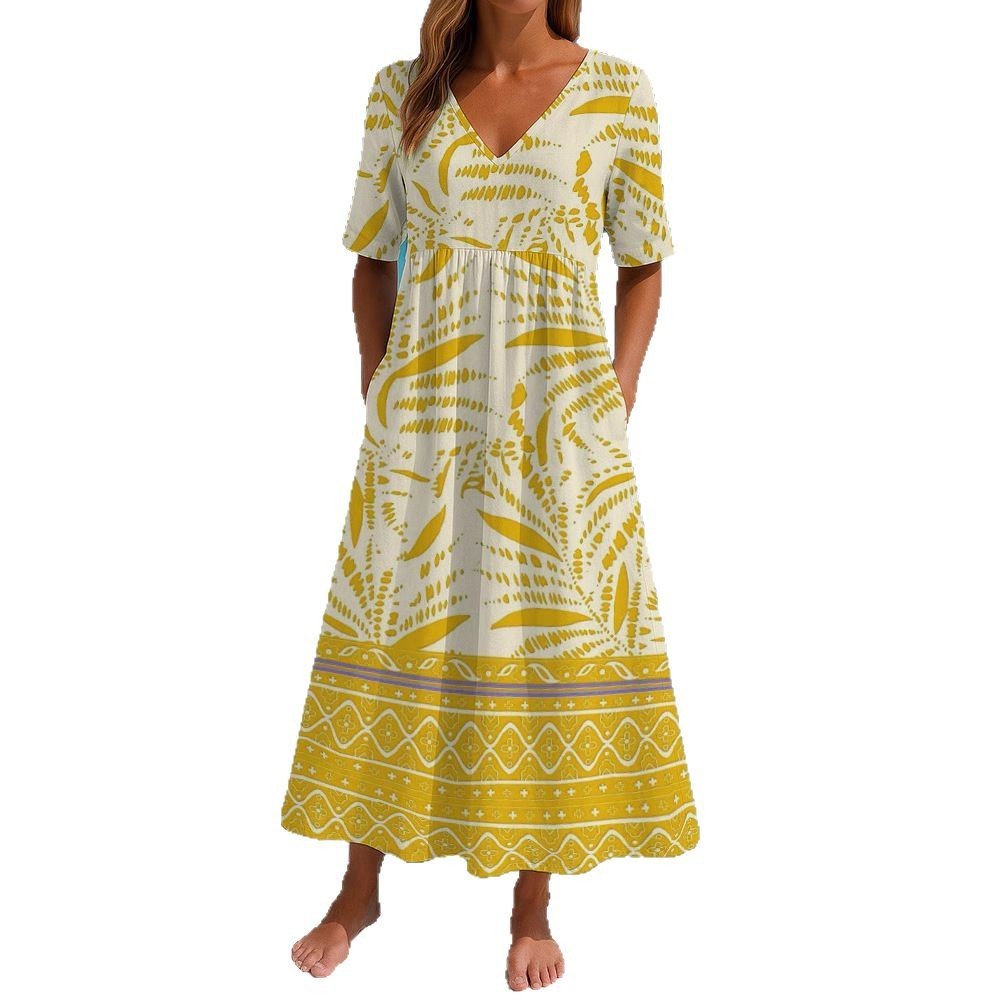 Women's Loose Fashion Printed Short Sleeve Dress Nocturna-Pro