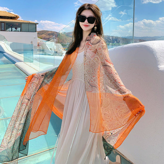 Desert Versatility For Traveling Sun Protection Toe Cap Silk Scarf Nocturna-Pro