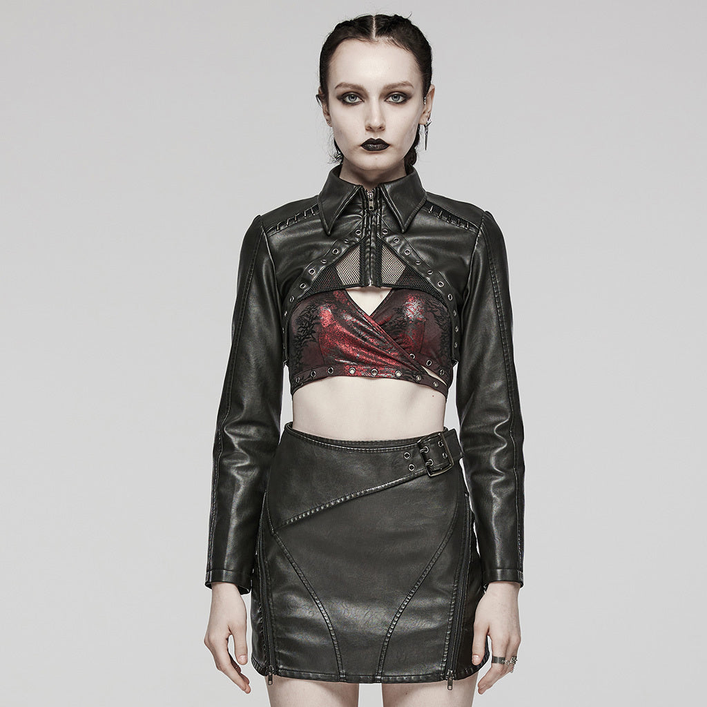 Women's Dark Sweet Cool Short Leather Coat Nocturna-Pro