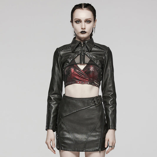 Women's Dark Sweet Cool Short Leather Coat Nocturna-Pro