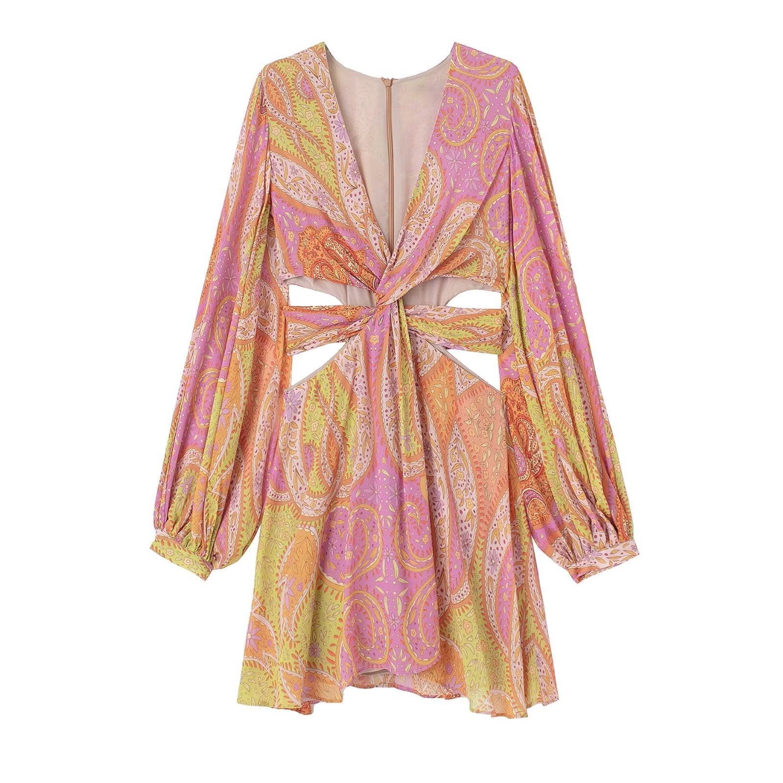Women's Long Sleeve Cutout Print Dress Nocturna-Pro