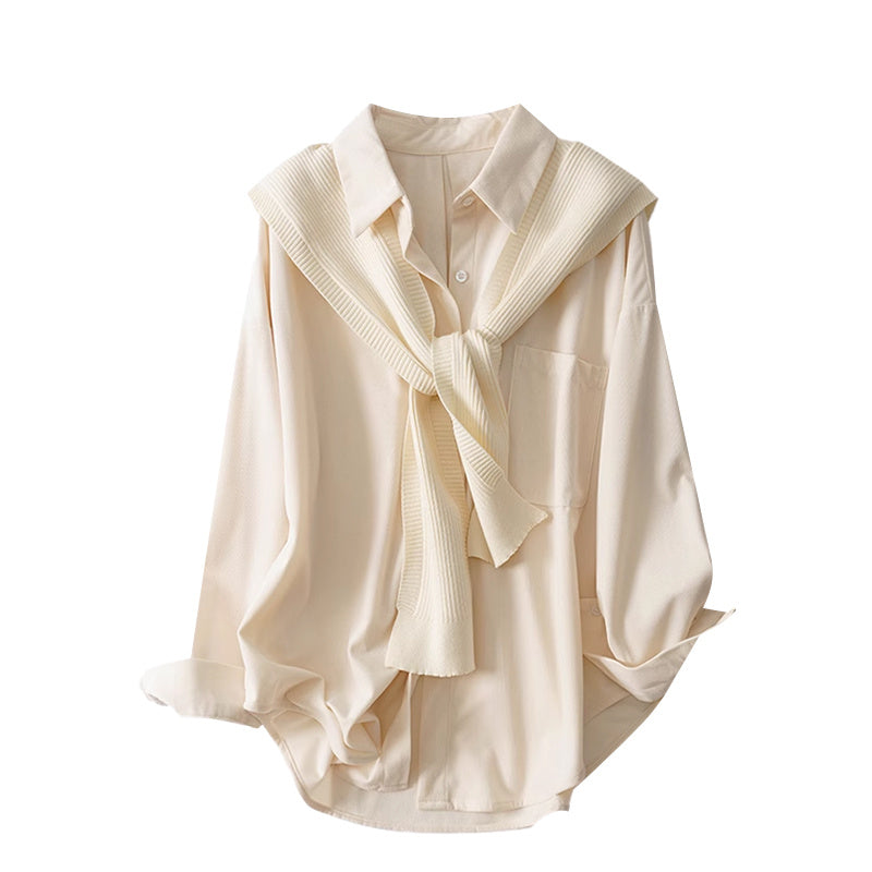 Large Size Premium And Age Reducing Knitted Shawl Shirt Nocturna-Pro