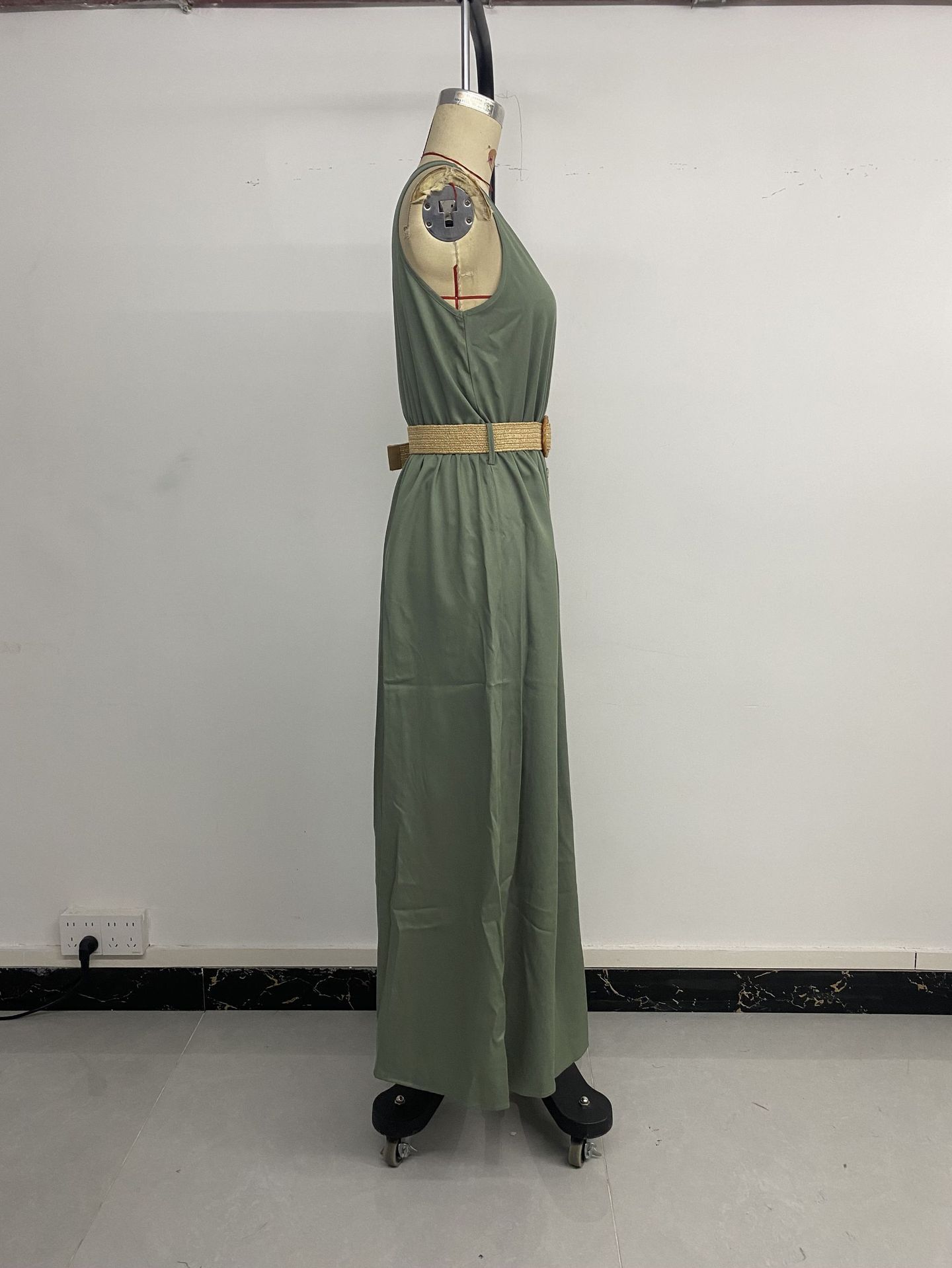 Summer Round-neck Sleeveless Split Dress With Button Design Fashion Solid Beach Long Dresses For Women Clothing Nocturna-Pro