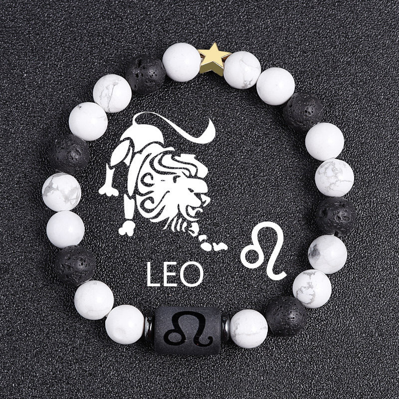 White-barked Pine Volcanic Rock String Beads And Round All-match Bracelet Beads Nocturna-Pro