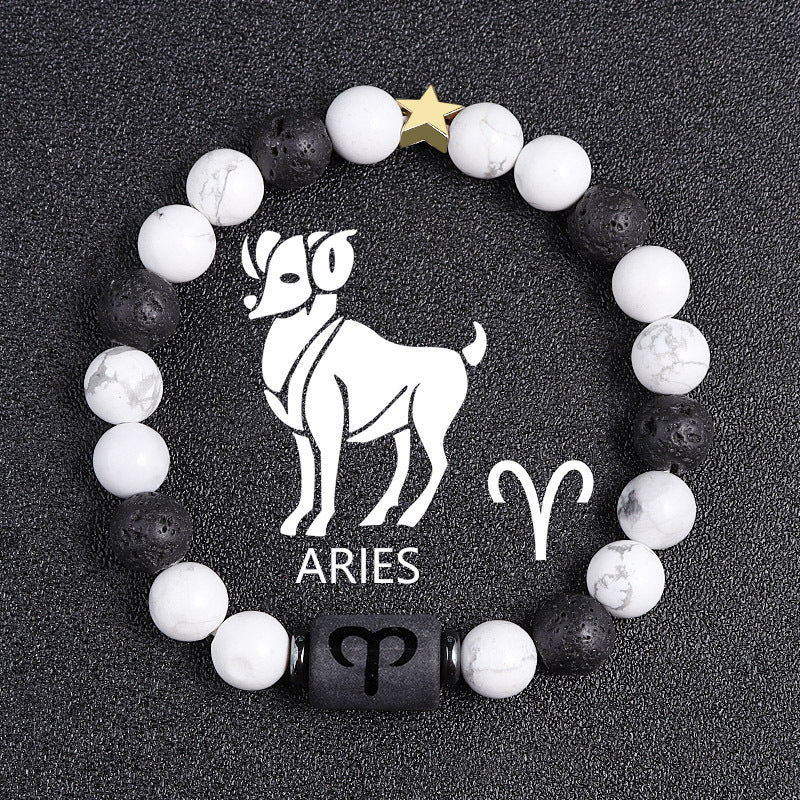 White-barked Pine Volcanic Rock String Beads And Round All-match Bracelet Beads Nocturna-Pro