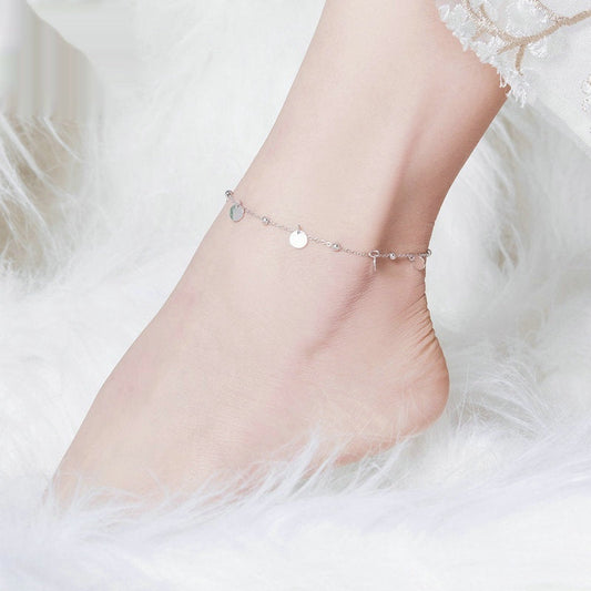 Round S925 Sterling Silver Fashion White Gold Plated Silver Anklet Nocturna-Pro