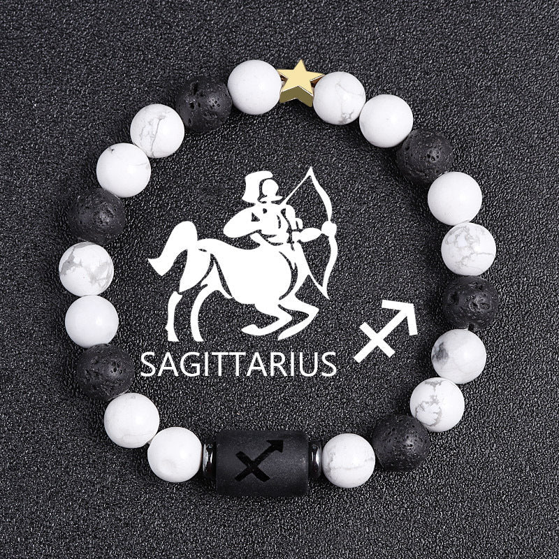 White-barked Pine Volcanic Rock String Beads And Round All-match Bracelet Beads Nocturna-Pro