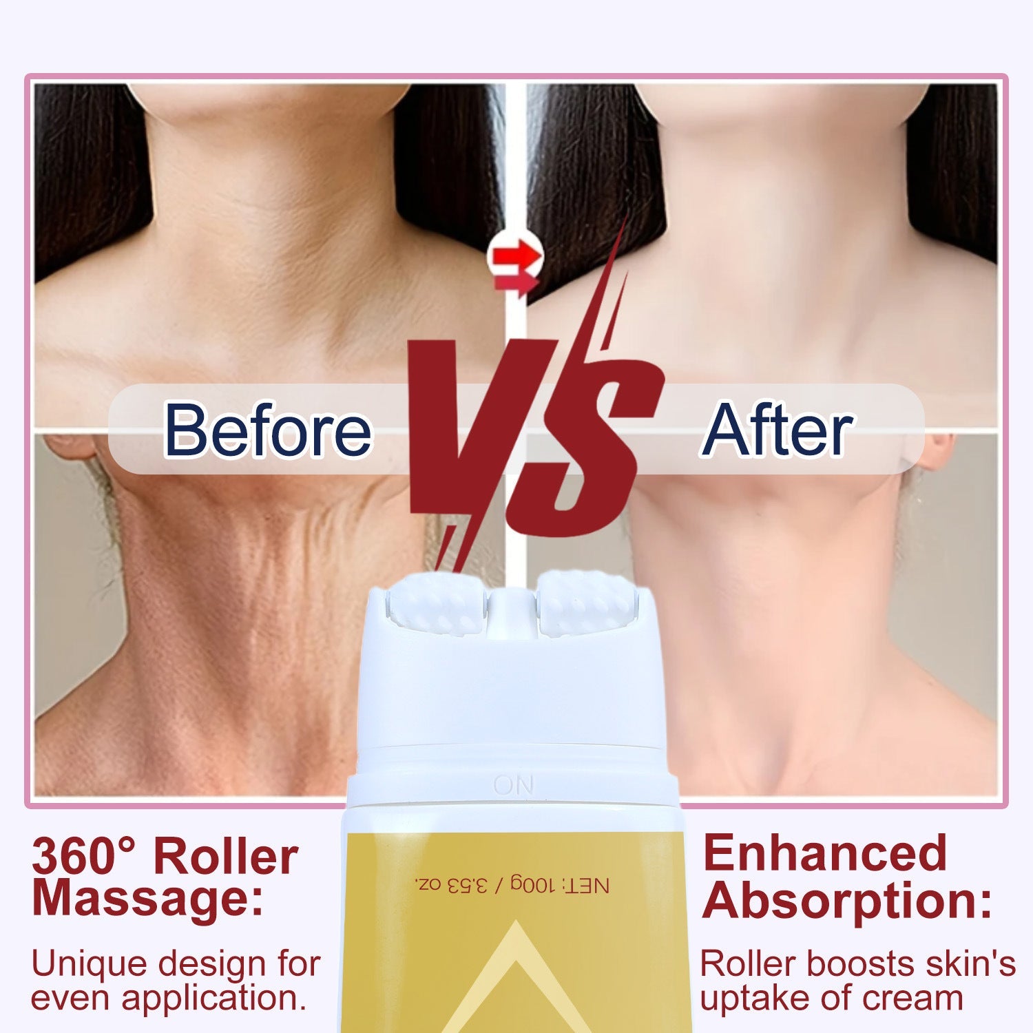 Neck Firming Roller Cream Lifts Dilutes Neck Lines Deeply Nourishes Easily Absorbed Massages And Soothes Neck Skin Care Nocturna-Pro