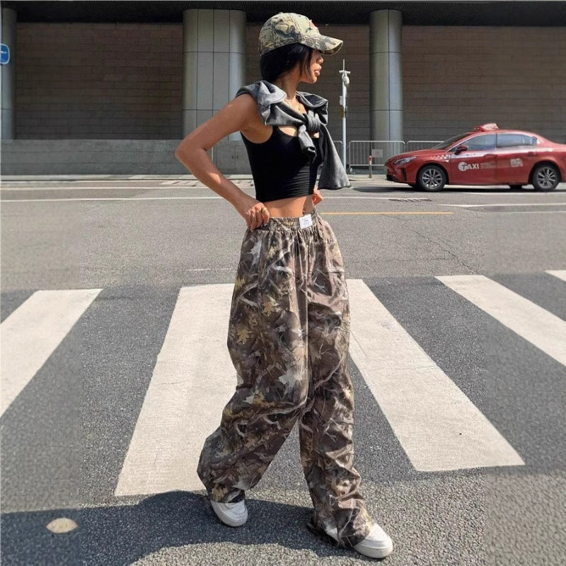 Slimming Casual Pants Hip Hop Retro Street Multi-pocket Camouflage Cargo Pants For Women Y2k Hip-hop Cargo Grunge Baggy Trousers Nocturna-Pro