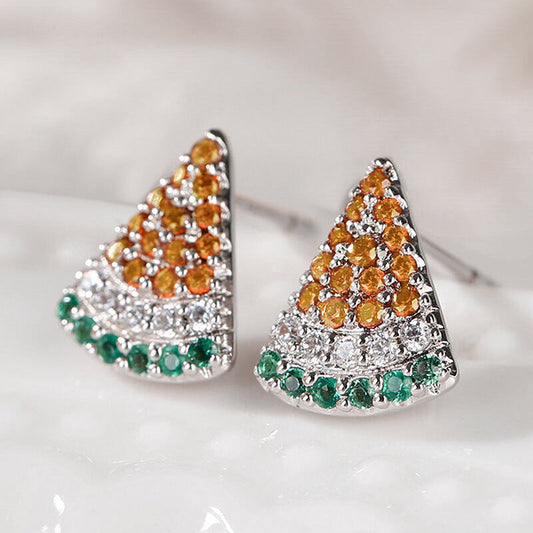 Watermelon Ear Stud Inlaid Zircon Sweet Nocturna-Pro