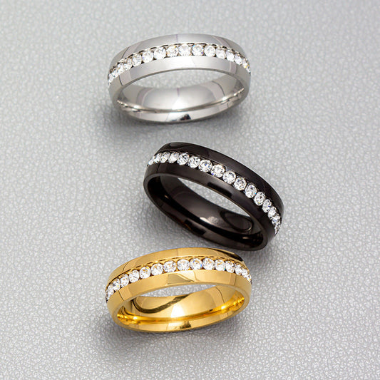 Personalized Fashion Single Row Diamond Ring Stainless Steel Nocturna-Pro