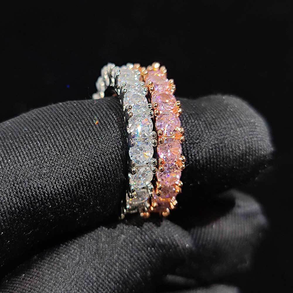 Hip Hop 4mm Single Row Zircon Ring For Men - Nocturna-Pro