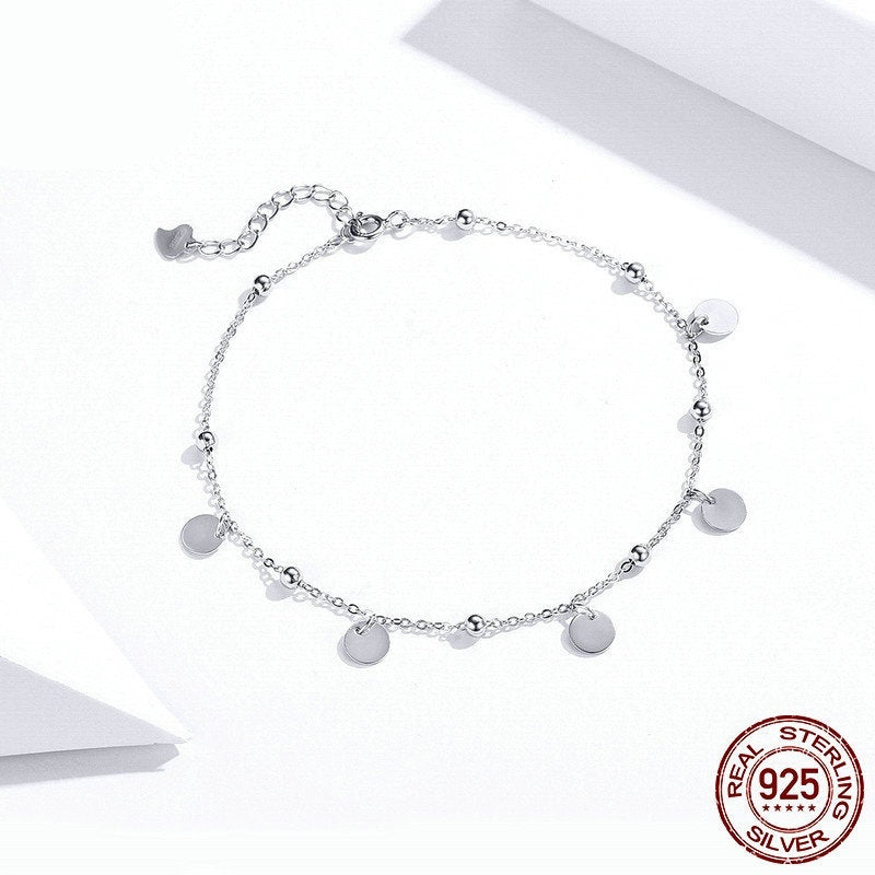 Round S925 Sterling Silver Fashion White Gold Plated Silver Anklet Nocturna-Pro