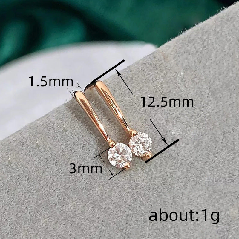 Simple Inlaid Zircon Stud Earrings Minimalist Nocturna-Pro